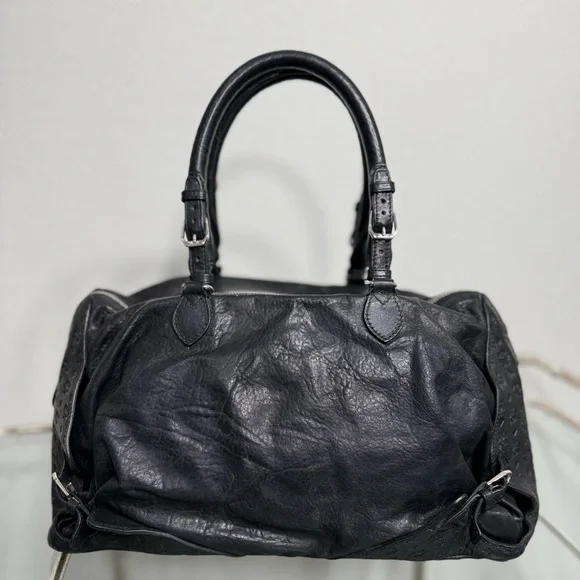 MCM Black Leather Satchel with Silver Accents - Picture 7 of 15